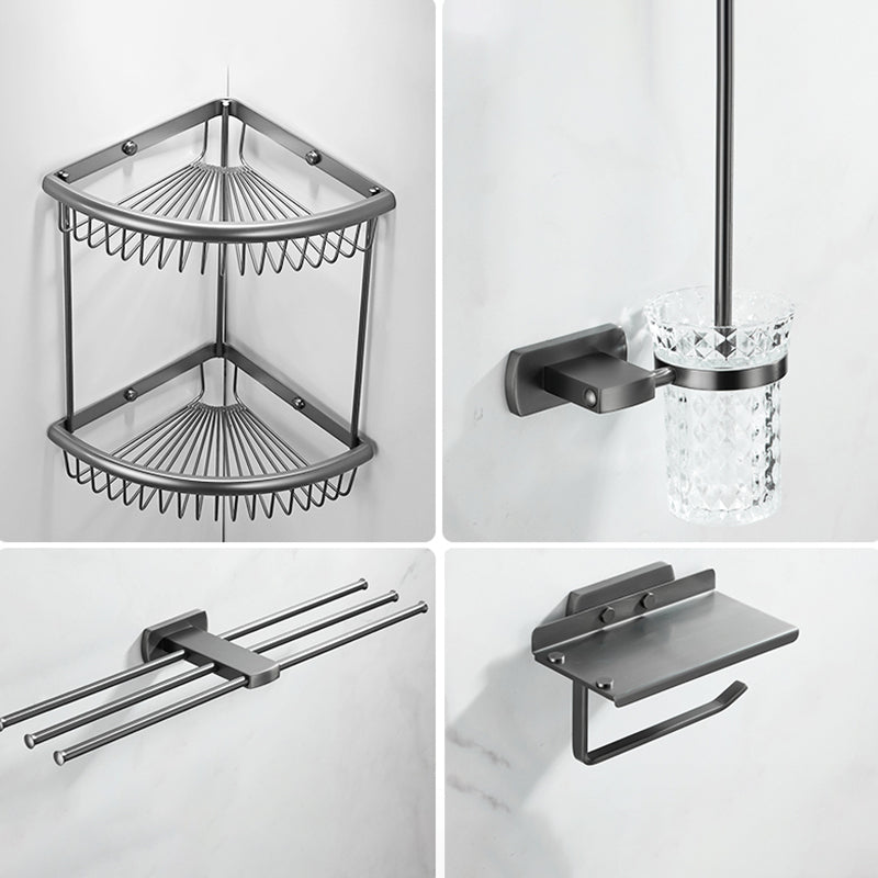 Modern Silver Bathroom Accessory As Individual Or As a Set with Towel Bar Rectangle 4-Piece Set (Triangular Bath Shelf) Clearhalo 'Bathroom Hardware Sets' 'Bathroom Hardware' 'Bathroom Remodel & Bathroom Fixtures' 'bathroom_hardware_sets' 'Home Improvement' 'home_improvement' 'home_improvement_bathroom_hardware_sets' 7117203