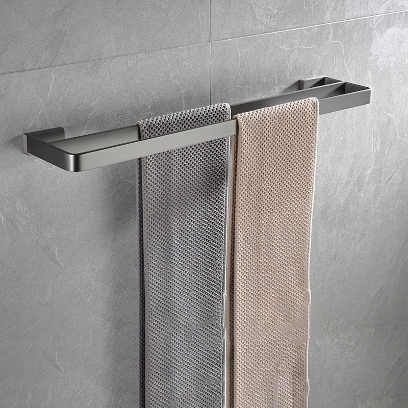 Grey Metal Modern Bathroom Accessory As Individual Or As a Set Double Bars Towel Bar (24"L) Clearhalo 'Bathroom Hardware Sets' 'Bathroom Hardware' 'Bathroom Remodel & Bathroom Fixtures' 'bathroom_hardware_sets' 'Home Improvement' 'home_improvement' 'home_improvement_bathroom_hardware_sets' 7117246