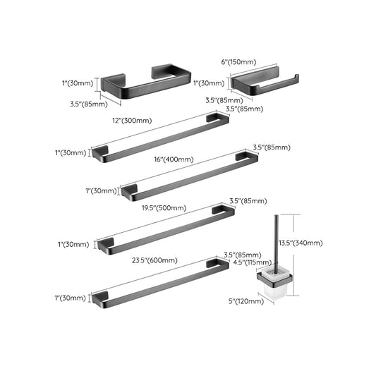 Grey Metal Modern Bathroom Accessory As Individual Or As a Set Clearhalo 'Bathroom Hardware Sets' 'Bathroom Hardware' 'Bathroom Remodel & Bathroom Fixtures' 'bathroom_hardware_sets' 'Home Improvement' 'home_improvement' 'home_improvement_bathroom_hardware_sets' 7117262