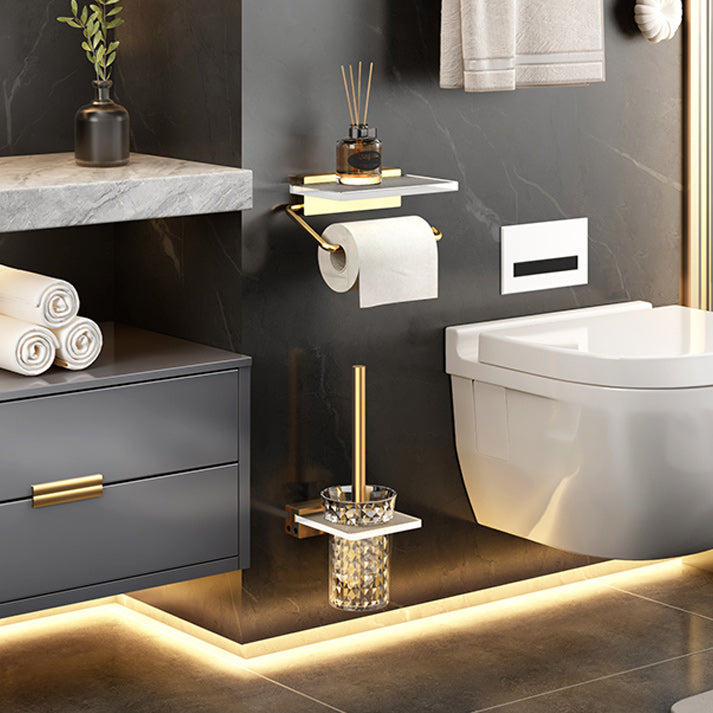 Plastic Modern Bathroom Accessories Hardware Set with Bath Shelf Clearhalo 'Bathroom Hardware Sets' 'Bathroom Hardware' 'Bathroom Remodel & Bathroom Fixtures' 'bathroom_hardware_sets' 'Home Improvement' 'home_improvement' 'home_improvement_bathroom_hardware_sets' 7117270