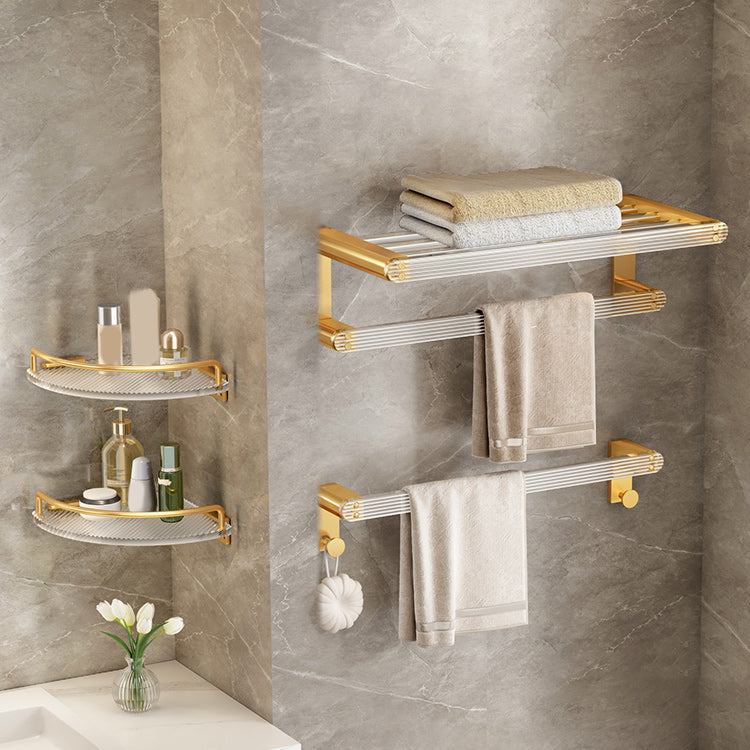 Plastic Modern Bathroom Accessories Hardware Set with Bath Shelf 4-Piece Set (Towel Bar) Clearhalo 'Bathroom Hardware Sets' 'Bathroom Hardware' 'Bathroom Remodel & Bathroom Fixtures' 'bathroom_hardware_sets' 'Home Improvement' 'home_improvement' 'home_improvement_bathroom_hardware_sets' 7117275