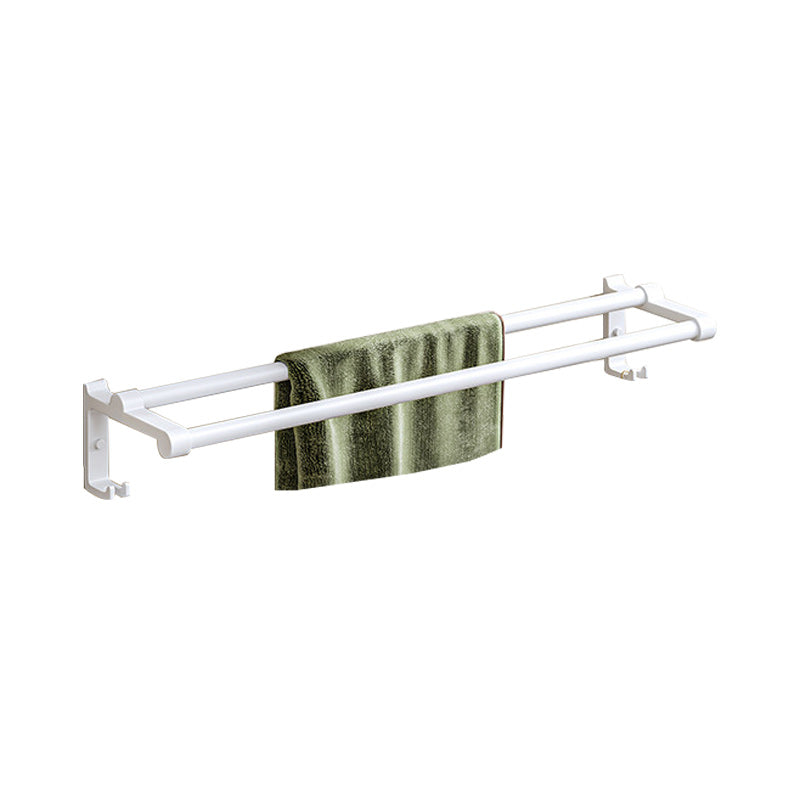 Modern White Finish Bathroom Accessory Set with Bath Shelf/Towel Bar/Robe Hooks Clearhalo 'Bathroom Hardware Sets' 'Bathroom Hardware' 'Bathroom Remodel & Bathroom Fixtures' 'bathroom_hardware_sets' 'Home Improvement' 'home_improvement' 'home_improvement_bathroom_hardware_sets' 7117350