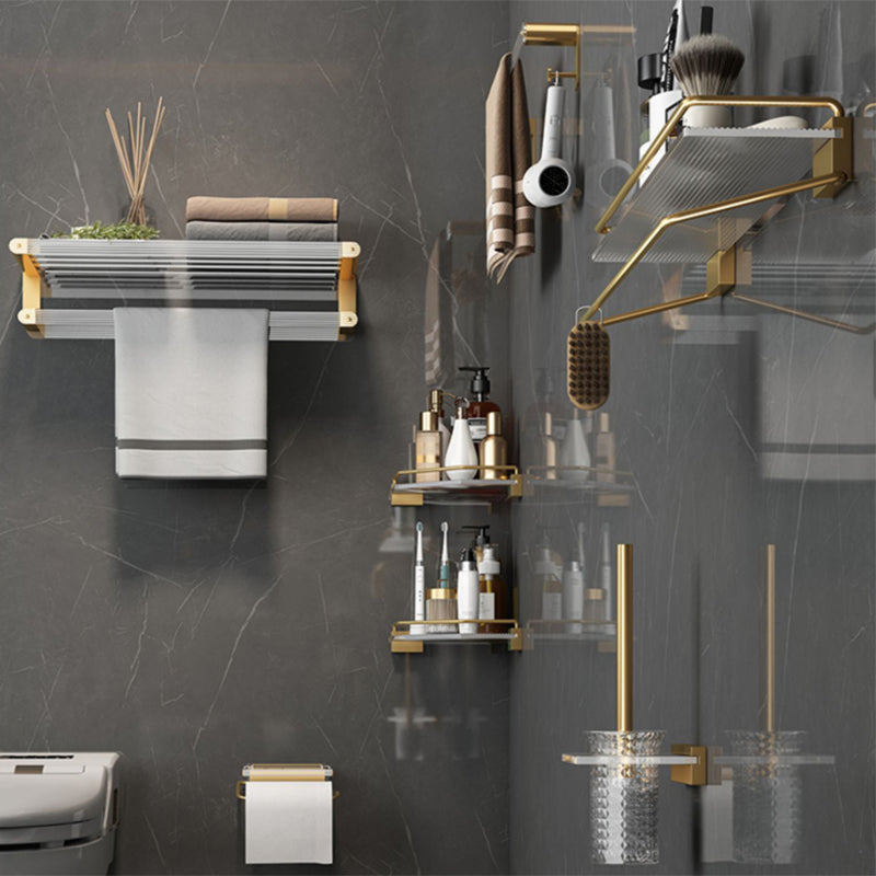 Modern Bathroom Accessory Set Bath Shelf Gold Towel Bar Bath Hardware Set Clearhalo 'Bathroom Hardware Sets' 'Bathroom Hardware' 'Bathroom Remodel & Bathroom Fixtures' 'bathroom_hardware_sets' 'Home Improvement' 'home_improvement' 'home_improvement_bathroom_hardware_sets' 7117361