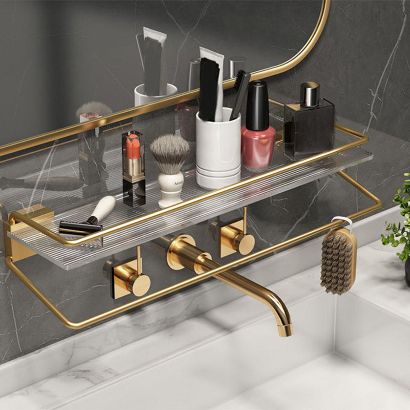 Modern Bathroom Accessory Set Bath Shelf Gold Towel Bar Bath Hardware Set Square Bath Shelf Clearhalo 'Bathroom Hardware Sets' 'Bathroom Hardware' 'Bathroom Remodel & Bathroom Fixtures' 'bathroom_hardware_sets' 'Home Improvement' 'home_improvement' 'home_improvement_bathroom_hardware_sets' 7117376