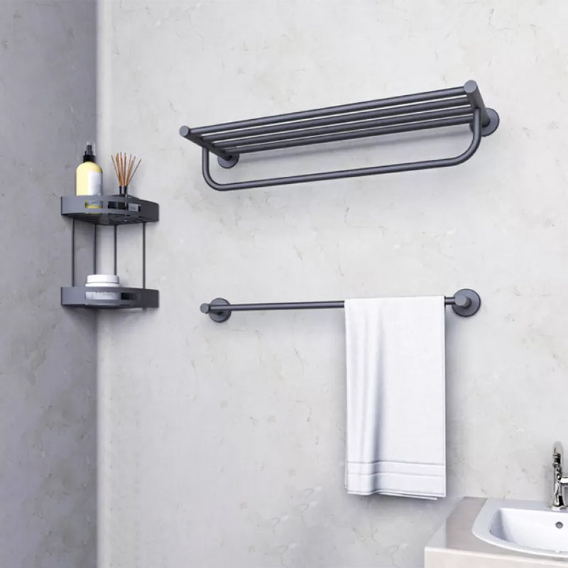 Grey Accessories Hardware Set Modern Bathroom Accessories Hardware Set 3-Piece Set(Double Deck Shelves) Clearhalo 'Bathroom Hardware Sets' 'Bathroom Hardware' 'Bathroom Remodel & Bathroom Fixtures' 'bathroom_hardware_sets' 'Home Improvement' 'home_improvement' 'home_improvement_bathroom_hardware_sets' 7118015