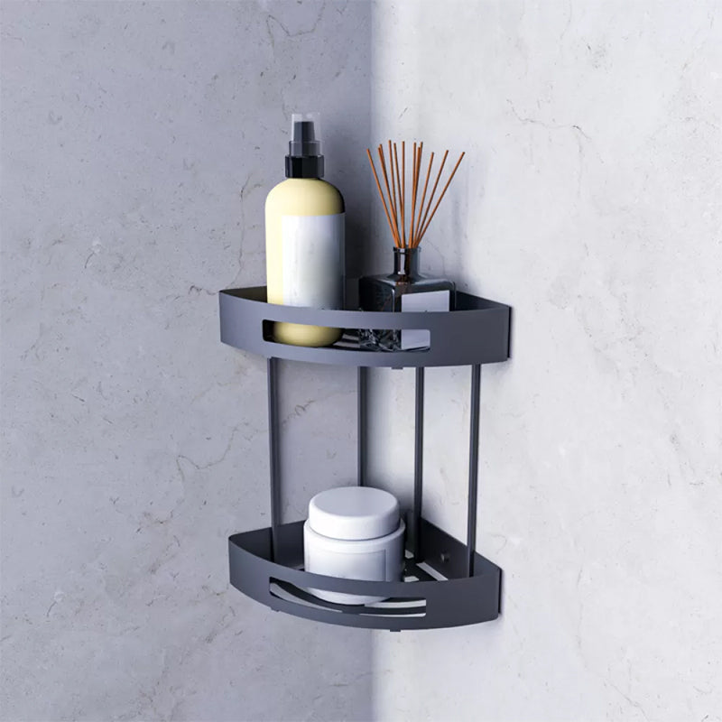 Grey Accessories Hardware Set Modern Bathroom Accessories Hardware Set Double Layer Triangle Bath Shelves Clearhalo 'Bathroom Hardware Sets' 'Bathroom Hardware' 'Bathroom Remodel & Bathroom Fixtures' 'bathroom_hardware_sets' 'Home Improvement' 'home_improvement' 'home_improvement_bathroom_hardware_sets' 7118019