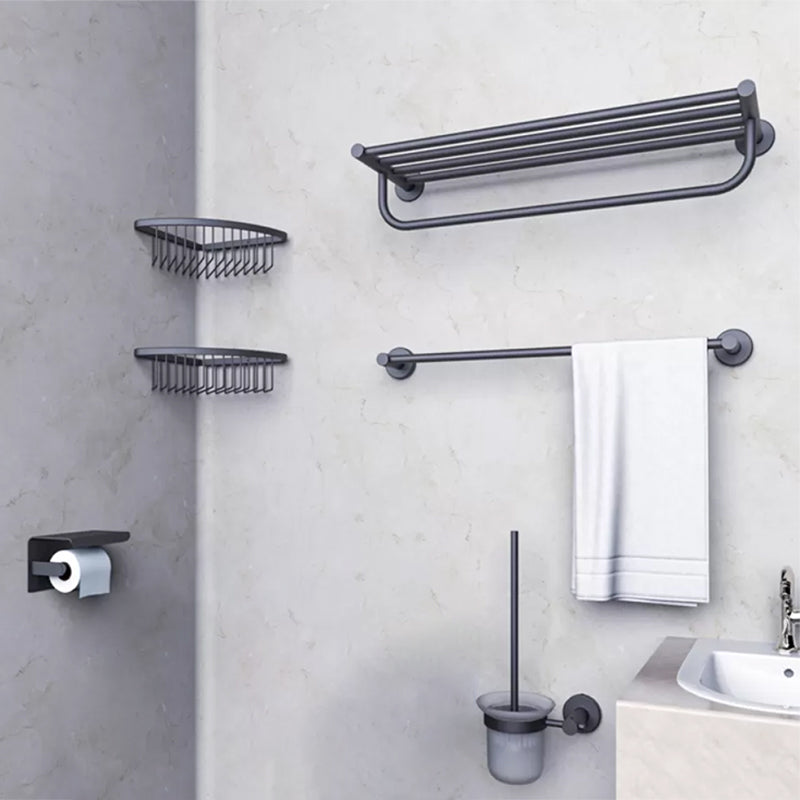 Grey Accessories Hardware Set Modern Bathroom Accessories Hardware Set 6-Piece Set (Toilet Paper Holder) Clearhalo 'Bathroom Hardware Sets' 'Bathroom Hardware' 'Bathroom Remodel & Bathroom Fixtures' 'bathroom_hardware_sets' 'Home Improvement' 'home_improvement' 'home_improvement_bathroom_hardware_sets' 7118022