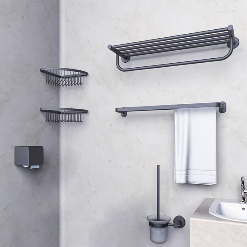 Grey Accessories Hardware Set Modern Bathroom Accessories Hardware Set 6-Piece Set (Tissue Box) Clearhalo 'Bathroom Hardware Sets' 'Bathroom Hardware' 'Bathroom Remodel & Bathroom Fixtures' 'bathroom_hardware_sets' 'Home Improvement' 'home_improvement' 'home_improvement_bathroom_hardware_sets' 7118026