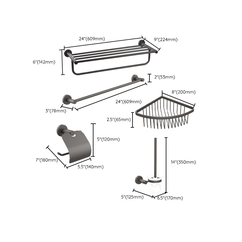 Grey Accessories Hardware Set Modern Bathroom Accessories Hardware Set Clearhalo 'Bathroom Hardware Sets' 'Bathroom Hardware' 'Bathroom Remodel & Bathroom Fixtures' 'bathroom_hardware_sets' 'Home Improvement' 'home_improvement' 'home_improvement_bathroom_hardware_sets' 7118028