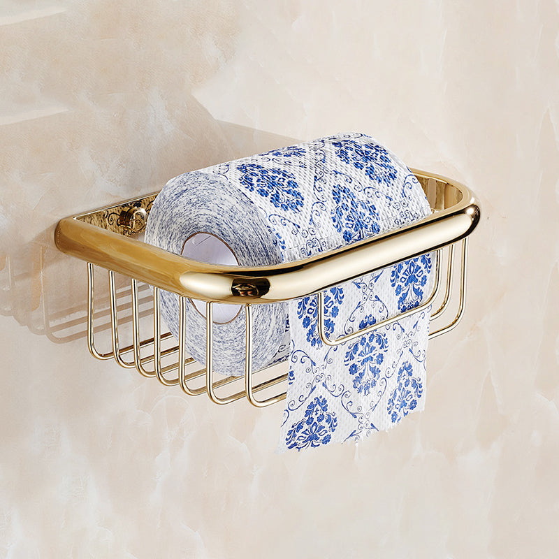 Chrome/Gold Bathroom Accessory Set Modern Metal Bathroom Hardware Set Gold Tissue Basket Clearhalo 'Bathroom Hardware Sets' 'Bathroom Hardware' 'Bathroom Remodel & Bathroom Fixtures' 'bathroom_hardware_sets' 'Home Improvement' 'home_improvement' 'home_improvement_bathroom_hardware_sets' 7118055