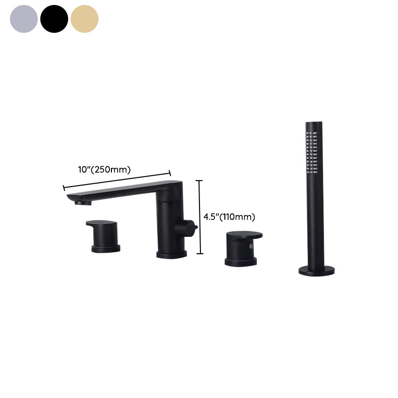 Modern Swivel Bathroom Faucet Low Arc Deck Mounted Bathtub Faucet Clearhalo 'Bathroom Remodel & Bathroom Fixtures' 'Bathtub Faucets' 'bathtub_faucets' 'Home Improvement' 'home_improvement' 'home_improvement_bathtub_faucets' 7118100