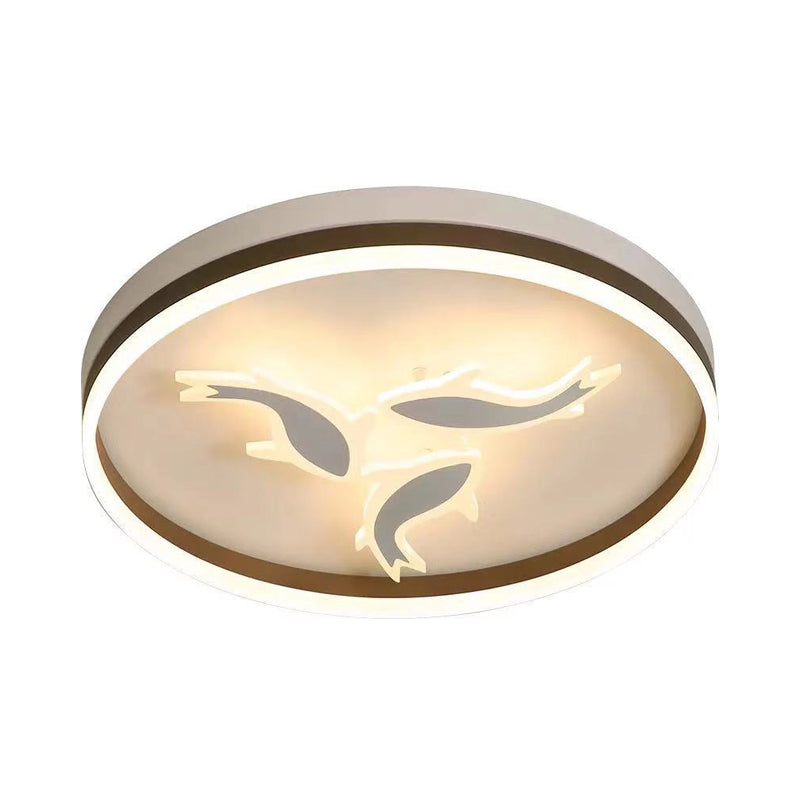 Ring LED Ceiling Light with Swimming Fish Creative Acrylic White Flushmount Light for Baby Room White A Clearhalo 'Ceiling Lights' 'Close To Ceiling Lights' 'Close to ceiling' 'Flush mount' Lighting' 71193