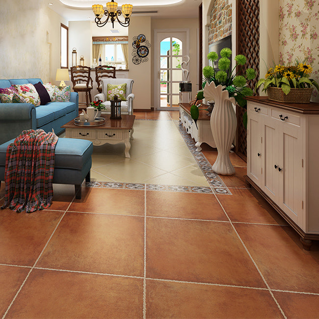 Traditional Style Water Resistant Tile Straight Edge Square Floor Tile Red Brown 60 Pieces Clearhalo 'Floor Tiles & Wall Tiles' 'floor_tiles_wall_tiles' 'Flooring 'Home Improvement' 'home_improvement' 'home_improvement_floor_tiles_wall_tiles' Walls and Ceiling' 7119310