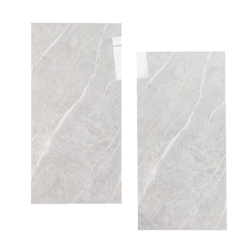 Marbling Floor Tile Straight Edge Polished Rectangle Singular Tile White-Gray Clearhalo 'Floor Tiles & Wall Tiles' 'floor_tiles_wall_tiles' 'Flooring 'Home Improvement' 'home_improvement' 'home_improvement_floor_tiles_wall_tiles' Walls and Ceiling' 7119407