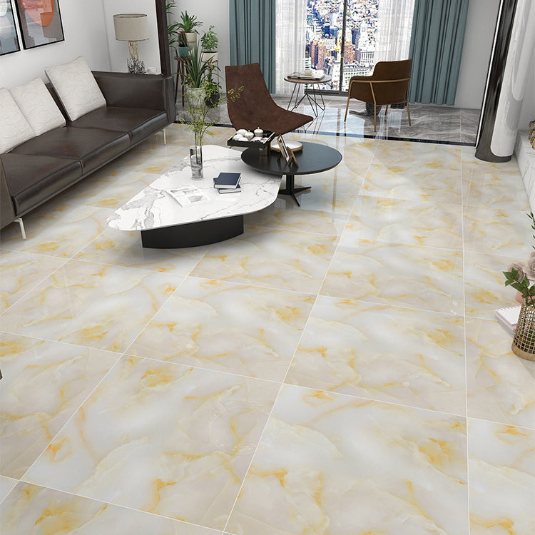 Square Floor Tile Straight Edge Polished Marbling Singular Tile Light Orange 57 Pieces Clearhalo 'Floor Tiles & Wall Tiles' 'floor_tiles_wall_tiles' 'Flooring 'Home Improvement' 'home_improvement' 'home_improvement_floor_tiles_wall_tiles' Walls and Ceiling' 7119483