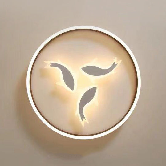 Ring LED Ceiling Light with Swimming Fish Creative Acrylic White Flushmount Light for Baby Room Clearhalo 'Ceiling Lights' 'Close To Ceiling Lights' 'Close to ceiling' 'Flush mount' Lighting' 71195