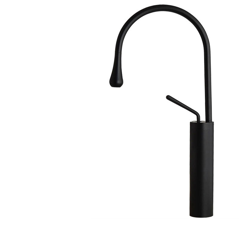 Deck Mounted Metal Bathtub Faucet Tub Filler Single Handle Drip Faucet Black 18.9" Clearhalo 'Bathroom Remodel & Bathroom Fixtures' 'Bathroom Sink Faucets' 'Bathroom Sinks & Faucet Components' 'bathroom_sink_faucets' 'Home Improvement' 'home_improvement' 'home_improvement_bathroom_sink_faucets' 7119773