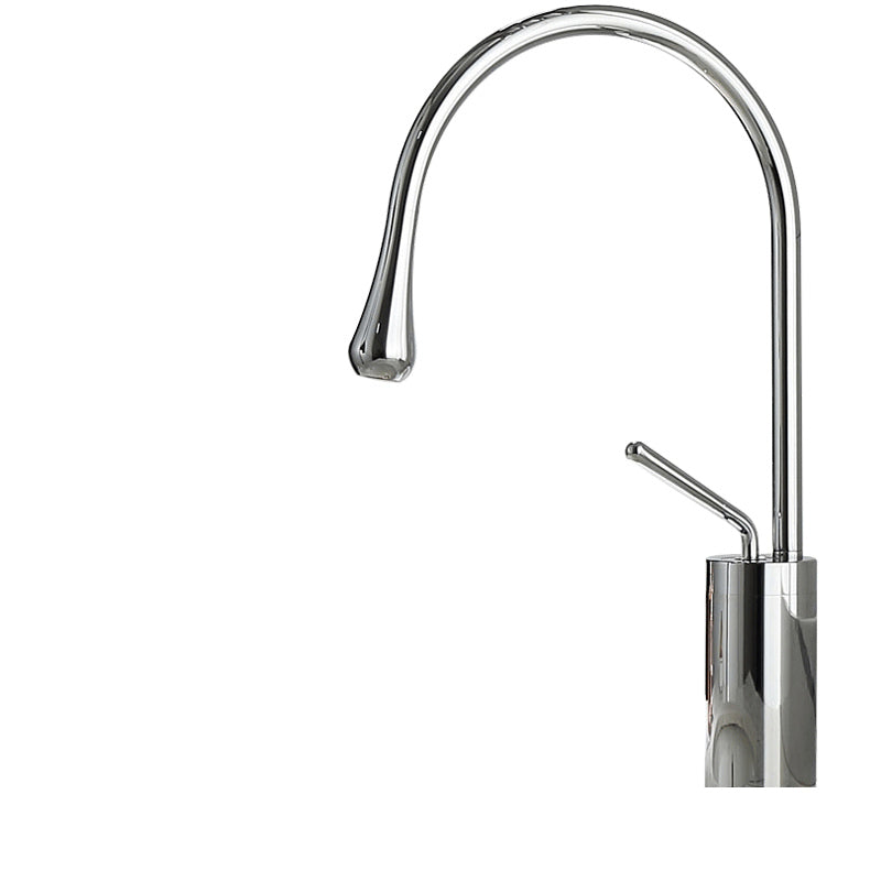 Deck Mounted Metal Bathtub Faucet Tub Filler Single Handle Drip Faucet Silver Metal 15.4" Clearhalo 'Bathroom Remodel & Bathroom Fixtures' 'Bathroom Sink Faucets' 'Bathroom Sinks & Faucet Components' 'bathroom_sink_faucets' 'Home Improvement' 'home_improvement' 'home_improvement_bathroom_sink_faucets' 7119777