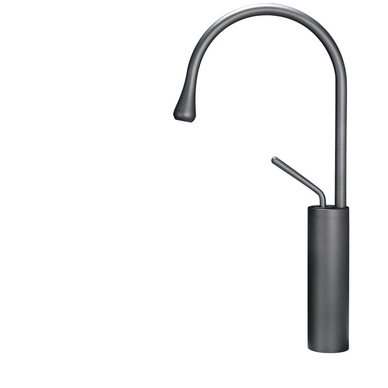 Deck Mounted Metal Bathtub Faucet Tub Filler Single Handle Drip Faucet Gun Grey Metal 18.9" Clearhalo 'Bathroom Remodel & Bathroom Fixtures' 'Bathroom Sink Faucets' 'Bathroom Sinks & Faucet Components' 'bathroom_sink_faucets' 'Home Improvement' 'home_improvement' 'home_improvement_bathroom_sink_faucets' 7119795