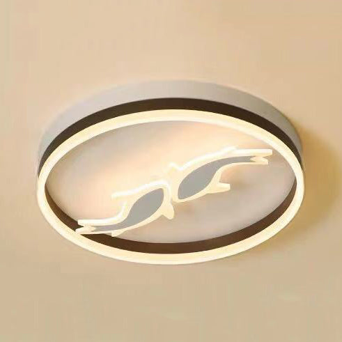 Ring LED Ceiling Light with Swimming Fish Creative Acrylic White Flushmount Light for Baby Room White B Clearhalo 'Ceiling Lights' 'Close To Ceiling Lights' 'Close to ceiling' 'Flush mount' Lighting' 71198