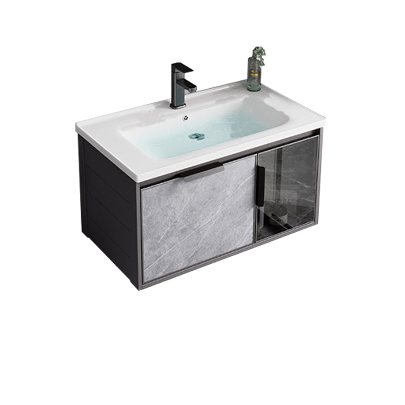 Metal Bathroom Sink Vanity Wall-Mounted Bathroom Vanity with Sink Included Vanity & Faucet 31"L x 19"W x 17"H Ceramic Clearhalo 'Bathroom Remodel & Bathroom Fixtures' 'Bathroom Vanities' 'bathroom_vanities' 'Home Improvement' 'home_improvement' 'home_improvement_bathroom_vanities' 7119834