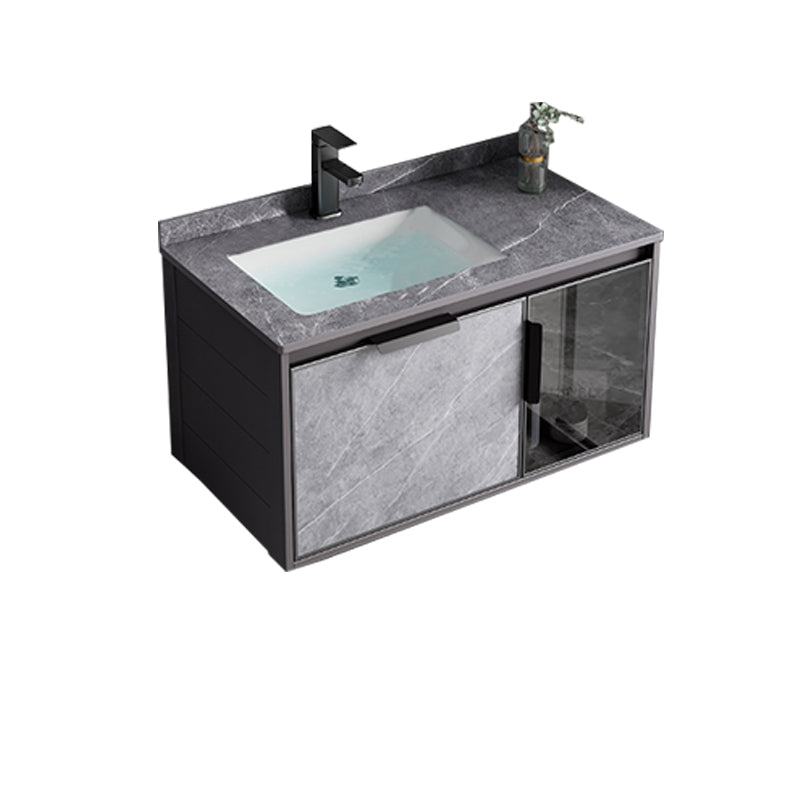 Metal Bathroom Sink Vanity Wall-Mounted Bathroom Vanity with Sink Included Vanity & Faucet 28"L x 19"W x 17"H Stone Clearhalo 'Bathroom Remodel & Bathroom Fixtures' 'Bathroom Vanities' 'bathroom_vanities' 'Home Improvement' 'home_improvement' 'home_improvement_bathroom_vanities' 7119843