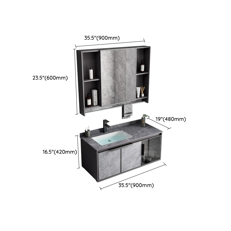 Metal Bathroom Sink Vanity Wall-Mounted Bathroom Vanity with Sink Included Clearhalo 'Bathroom Remodel & Bathroom Fixtures' 'Bathroom Vanities' 'bathroom_vanities' 'Home Improvement' 'home_improvement' 'home_improvement_bathroom_vanities' 7119859