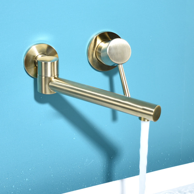 Wall Mounted Metal Tub Filler Low Arc Bathtub Spout Tub Faucet Trim Clearhalo 'Bathroom Remodel & Bathroom Fixtures' 'Bathroom Sink Faucets' 'Bathroom Sinks & Faucet Components' 'bathroom_sink_faucets' 'Home Improvement' 'home_improvement' 'home_improvement_bathroom_sink_faucets' 7119878