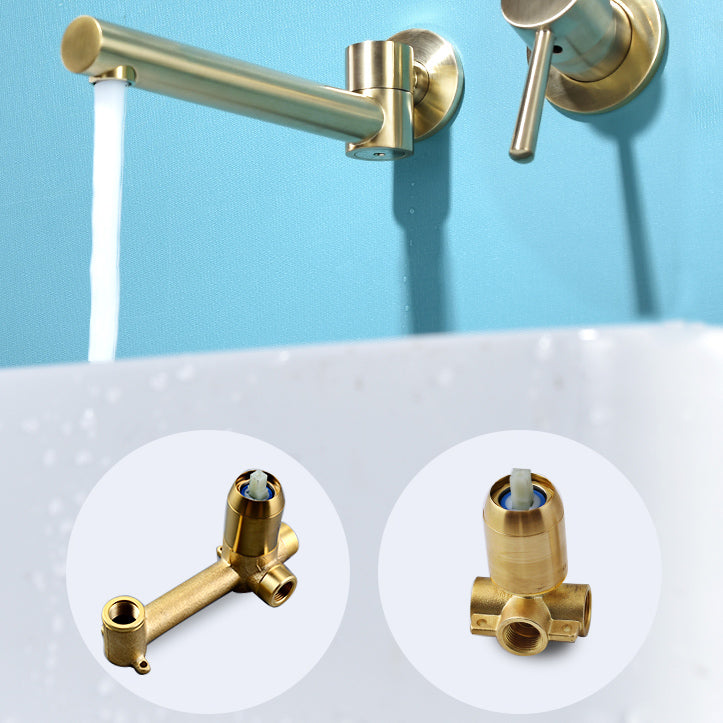 Wall Mounted Metal Tub Filler Low Arc Bathtub Spout Tub Faucet Trim Clearhalo 'Bathroom Remodel & Bathroom Fixtures' 'Bathroom Sink Faucets' 'Bathroom Sinks & Faucet Components' 'bathroom_sink_faucets' 'Home Improvement' 'home_improvement' 'home_improvement_bathroom_sink_faucets' 7119884