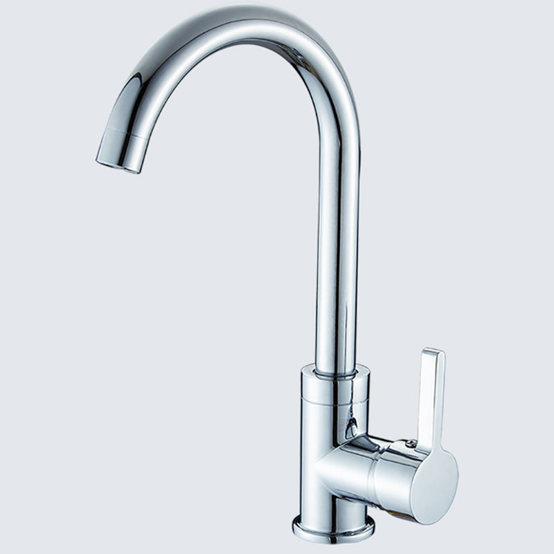 Industrial Single Level Kitchen Faucet Lead Free One Hold Tub Filler Trim Prata Estilo praia tropical Clearhalo 'bathroom_sink_faucets' 'Conjuntos de Torneiras de Lavatório e Banheiro' 'home_improvement' 'home_improvement_bathroom_sink_faucets' 'Mobiliário Doméstico' 'Página inicial' 'Renovação e equipamento de casa de banho' 'Torneira para lavatório de banheiro' 7120016