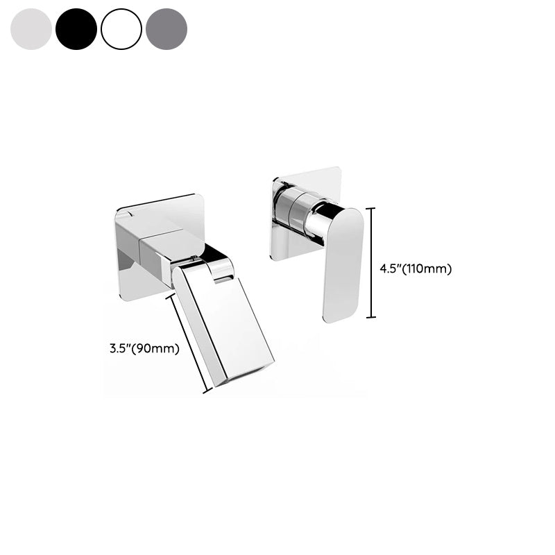 Modern Widespread Bathroom Faucet Metal Wall Mounted Bathroom Faucet Clearhalo 'Bathroom Remodel & Bathroom Fixtures' 'Bathroom Sink Faucets' 'Bathroom Sinks & Faucet Components' 'bathroom_sink_faucets' 'Home Improvement' 'home_improvement' 'home_improvement_bathroom_sink_faucets' 7120215