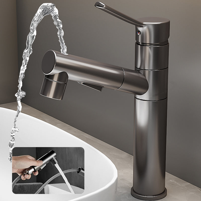 Contemporary Bathroom Vessel Faucet Single-Handle Swivel Spout Vessel Sink Faucet Grey 11.7" Round Swivel Faucet Clearhalo 'Bathroom Remodel & Bathroom Fixtures' 'Bathroom Sink Faucets' 'Bathroom Sinks & Faucet Components' 'bathroom_sink_faucets' 'Home Improvement' 'home_improvement' 'home_improvement_bathroom_sink_faucets' 7120237