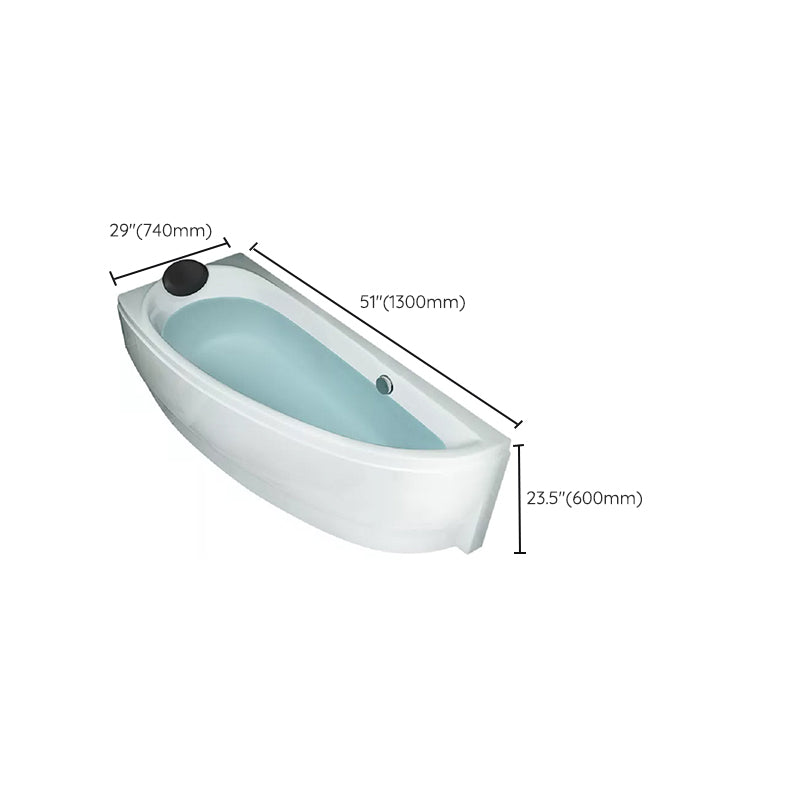 Back to Wall Corner Bathtub Acrylic White Modern Soaking Bath Clearhalo 'Bathroom Remodel & Bathroom Fixtures' 'Bathtubs' 'Home Improvement' 'home_improvement' 'home_improvement_bathtubs' 'Showers & Bathtubs' 7121549