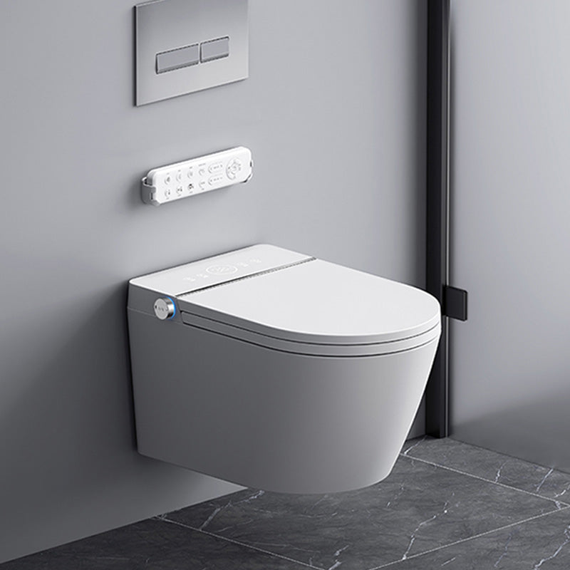 White Wall Hung Toilet Set with Warm Air Dryer and Water Pressure Control White Manual Lid (Standard) Clearhalo 'Bathroom Remodel & Bathroom Fixtures' 'Bidets' 'Home Improvement' 'home_improvement' 'home_improvement_bidets' 'Toilets & Bidets' 7123437