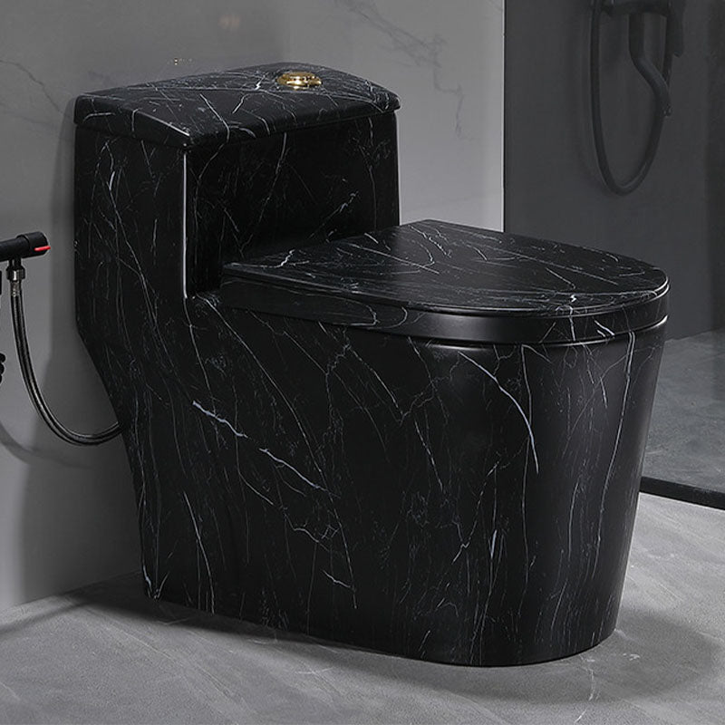 Traditional Ceramic Toilet Bowl Siphon Jet Urine Toilet for Bathroom Black Marble Toilet with Sprayer 12" Clearhalo 'Bathroom Remodel & Bathroom Fixtures' 'Home Improvement' 'home_improvement' 'home_improvement_toilets' 'Toilets & Bidets' 'Toilets' 7123614