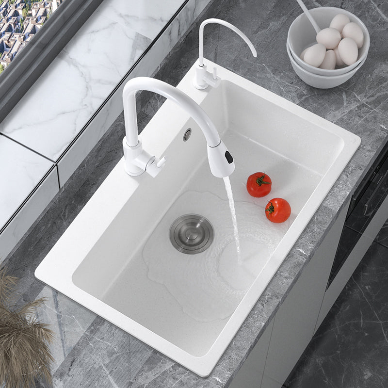 Modern Style Kitchen Sink Overflow Hole Design Drop-In Quartz Kitchen Sink in White Clearhalo 'Home Improvement' 'home_improvement' 'home_improvement_kitchen_sinks' 'Kitchen Remodel & Kitchen Fixtures' 'Kitchen Sinks & Faucet Components' 'Kitchen Sinks' 'kitchen_sinks' 7126186