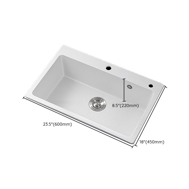 Modern Style Kitchen Sink Overflow Hole Design Drop-In Quartz Kitchen Sink in White Clearhalo 'Home Improvement' 'home_improvement' 'home_improvement_kitchen_sinks' 'Kitchen Remodel & Kitchen Fixtures' 'Kitchen Sinks & Faucet Components' 'Kitchen Sinks' 'kitchen_sinks' 7126201