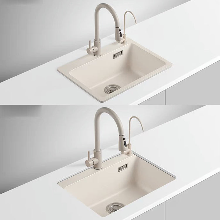 Modern Style Kitchen Sink Overflow Hole Design Drop-In Quartz Kitchen Sink in Beige Clearhalo 'Home Improvement' 'home_improvement' 'home_improvement_kitchen_sinks' 'Kitchen Remodel & Kitchen Fixtures' 'Kitchen Sinks & Faucet Components' 'Kitchen Sinks' 'kitchen_sinks' 7126225