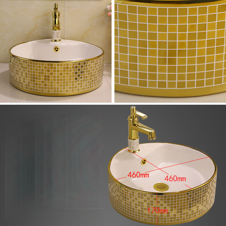 Glam Vessel Lavatory Sink Oval Porcelain with Faucet Vessel Sink Clearhalo 'Bathroom Remodel & Bathroom Fixtures' 'Bathroom Sinks & Faucet Components' 'Bathroom Sinks' 'bathroom_sink' 'Home Improvement' 'home_improvement' 'home_improvement_bathroom_sink' 7126454