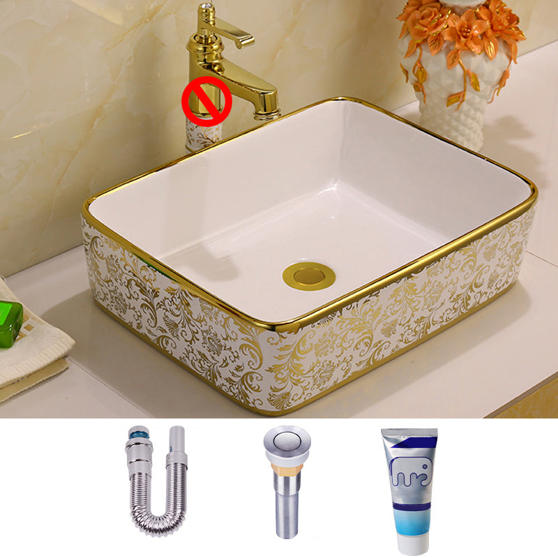 Glam Vessel Lavatory Sink Oval Porcelain with Faucet Vessel Sink 15.9"L x 11.8"W x 5.3"H Sink Clearhalo 'Bathroom Remodel & Bathroom Fixtures' 'Bathroom Sinks & Faucet Components' 'Bathroom Sinks' 'bathroom_sink' 'Home Improvement' 'home_improvement' 'home_improvement_bathroom_sink' 7126458