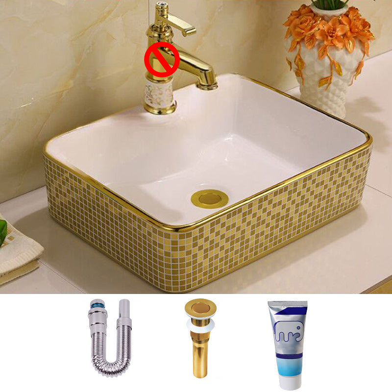 Glam Vessel Lavatory Sink Oval Porcelain with Faucet Vessel Sink 19"L x 15"W x 6"H(Faucet Hole Included) Sink Clearhalo 'Bathroom Remodel & Bathroom Fixtures' 'Bathroom Sinks & Faucet Components' 'Bathroom Sinks' 'bathroom_sink' 'Home Improvement' 'home_improvement' 'home_improvement_bathroom_sink' 7126467