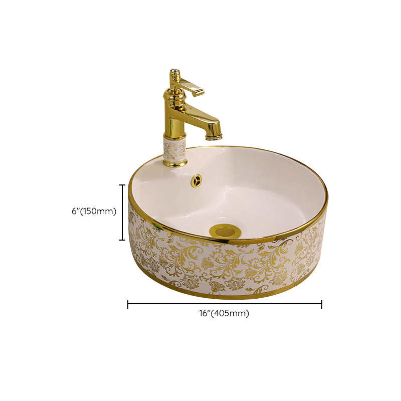 Glam Vessel Lavatory Sink Oval Porcelain with Faucet Vessel Sink Clearhalo 'Bathroom Remodel & Bathroom Fixtures' 'Bathroom Sinks & Faucet Components' 'Bathroom Sinks' 'bathroom_sink' 'Home Improvement' 'home_improvement' 'home_improvement_bathroom_sink' 7126473