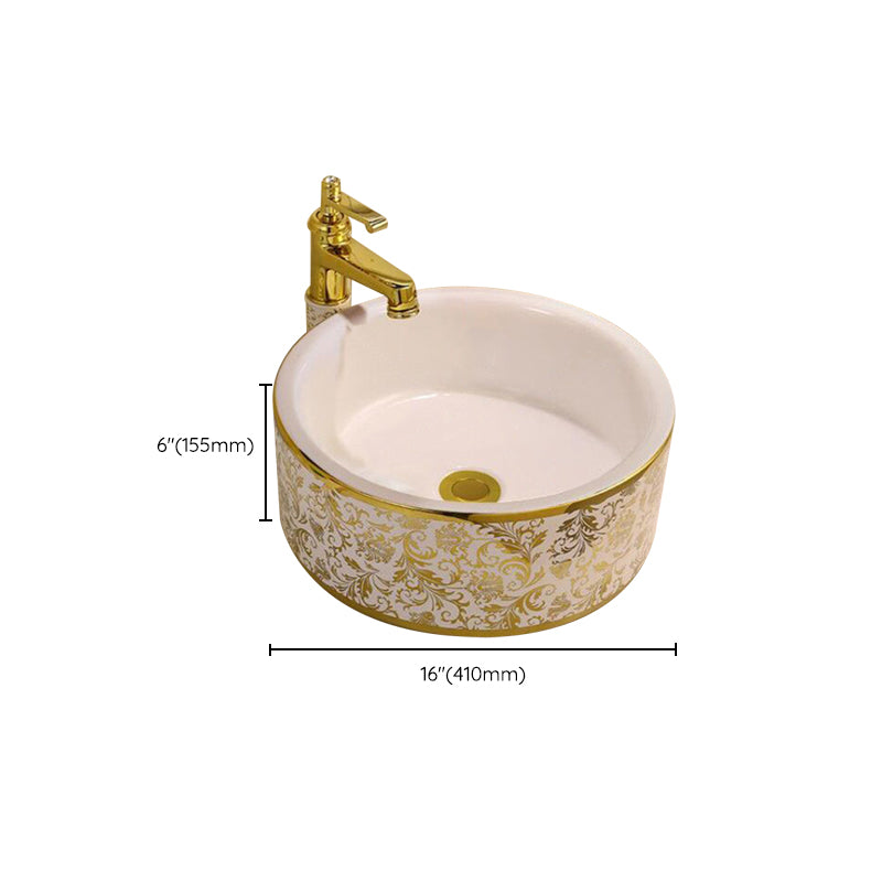 Glam Vessel Lavatory Sink Oval Porcelain with Faucet Vessel Sink Clearhalo 'Bathroom Remodel & Bathroom Fixtures' 'Bathroom Sinks & Faucet Components' 'Bathroom Sinks' 'bathroom_sink' 'Home Improvement' 'home_improvement' 'home_improvement_bathroom_sink' 7126474