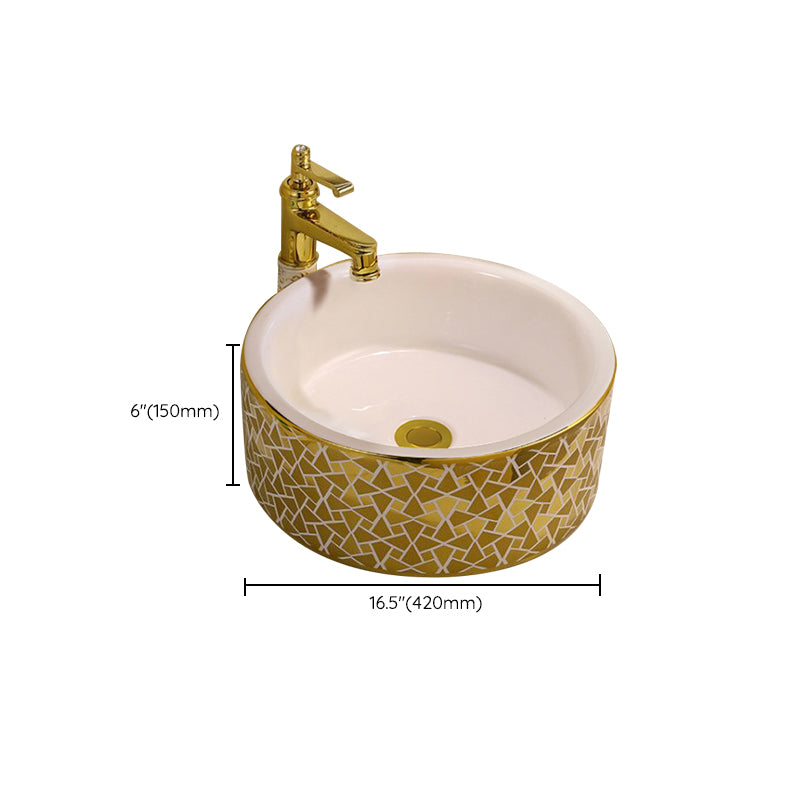 Glam Vessel Lavatory Sink Oval Porcelain with Faucet Vessel Sink Clearhalo 'Bathroom Remodel & Bathroom Fixtures' 'Bathroom Sinks & Faucet Components' 'Bathroom Sinks' 'bathroom_sink' 'Home Improvement' 'home_improvement' 'home_improvement_bathroom_sink' 7126475