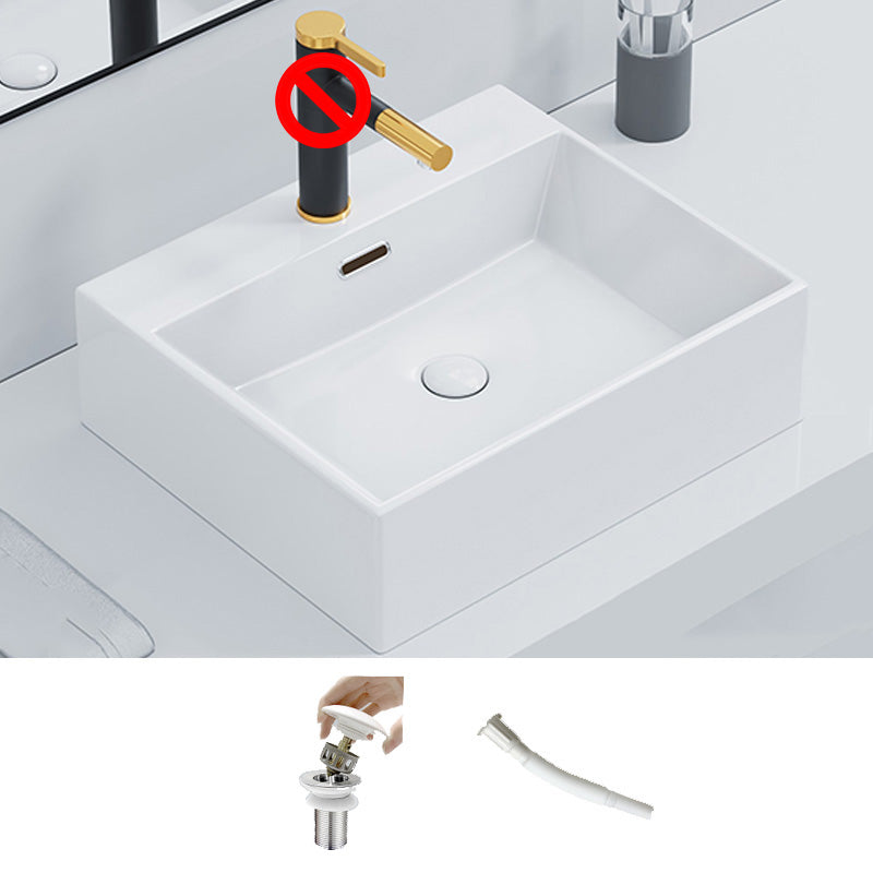 Ceramic Vessel Bath Sink Overflow Rectangular Swivel Faucet Bathroom Sink 20"L x 17"W x 5"H White Sink Clearhalo 'Bathroom Remodel & Bathroom Fixtures' 'Bathroom Sinks & Faucet Components' 'Bathroom Sinks' 'bathroom_sink' 'Home Improvement' 'home_improvement' 'home_improvement_bathroom_sink' 7126487