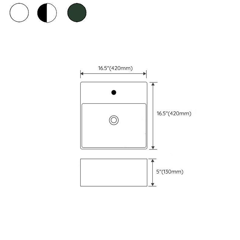 Ceramic Vessel Bath Sink Overflow Rectangular Swivel Faucet Bathroom Sink Clearhalo 'Bathroom Remodel & Bathroom Fixtures' 'Bathroom Sinks & Faucet Components' 'Bathroom Sinks' 'bathroom_sink' 'Home Improvement' 'home_improvement' 'home_improvement_bathroom_sink' 7126507