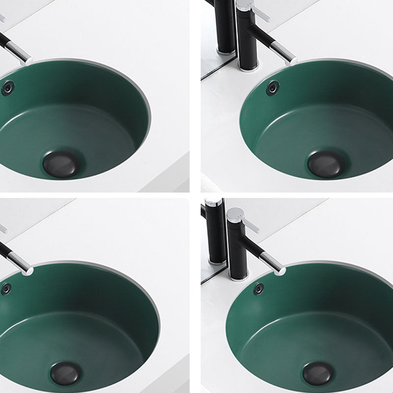 Porcelain Bathroom Sink Round Vessel Lavatory Sink with Pop-Up Drain Clearhalo 'Bathroom Remodel & Bathroom Fixtures' 'Bathroom Sinks & Faucet Components' 'Bathroom Sinks' 'bathroom_sink' 'Home Improvement' 'home_improvement' 'home_improvement_bathroom_sink' 7126514