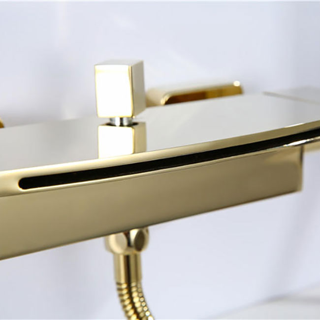 Modern Tub Faucet Trim Copper with Handles and Diverter Wall Mount Bath Filler Trim Clearhalo 'Bathroom Remodel & Bathroom Fixtures' 'Bathtub Faucets' 'bathtub_faucets' 'Home Improvement' 'home_improvement' 'home_improvement_bathtub_faucets' 7126575