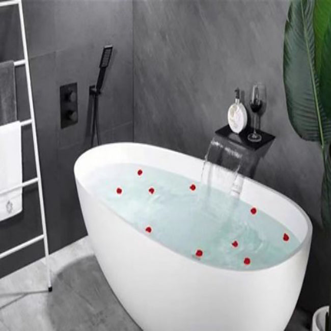 Modern Bath Filler Trim Copper Knob Handles with Handshower Wall Mounted Tub Filler Black Split-Body Valve Clearhalo 'Bathroom Remodel & Bathroom Fixtures' 'Bathtub Faucets' 'bathtub_faucets' 'Home Improvement' 'home_improvement' 'home_improvement_bathtub_faucets' 7126594