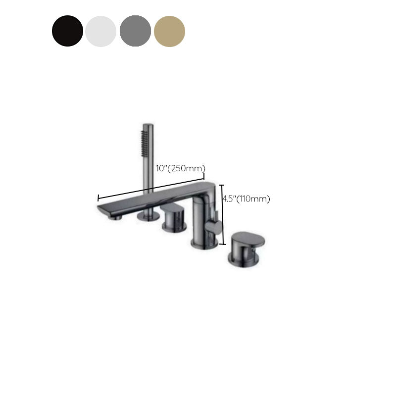 Modern Tub Filler Trim Copper with Hand Shower Deck-Mount Roman Tub Set Clearhalo 'Bathroom Remodel & Bathroom Fixtures' 'Bathtub Faucets' 'bathtub_faucets' 'Home Improvement' 'home_improvement' 'home_improvement_bathtub_faucets' 7126842